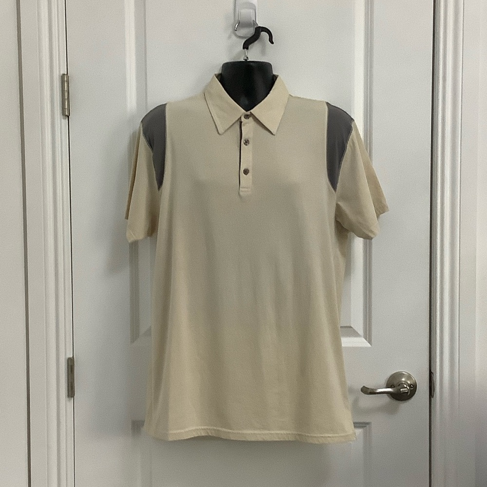 DKNY Cream Polo with Gray Accents, Size XL
